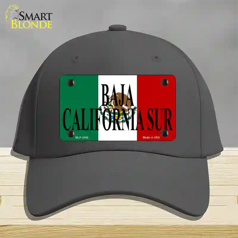 Baja California Sur Mexico Flag Novelty License Plate Hat Cotton / Charcoal