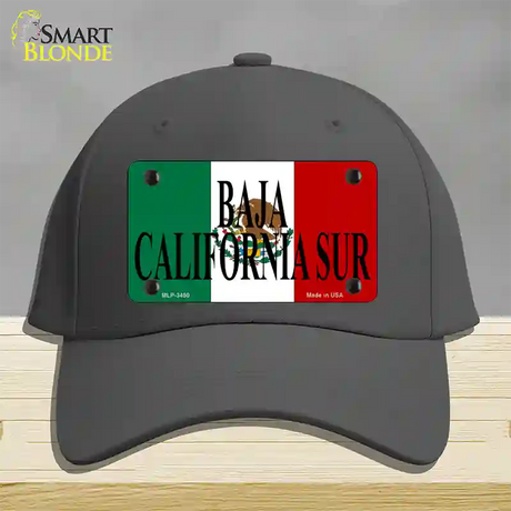 Baja California Sur Mexico Flag Novelty License Plate Hat Cotton / Charcoal