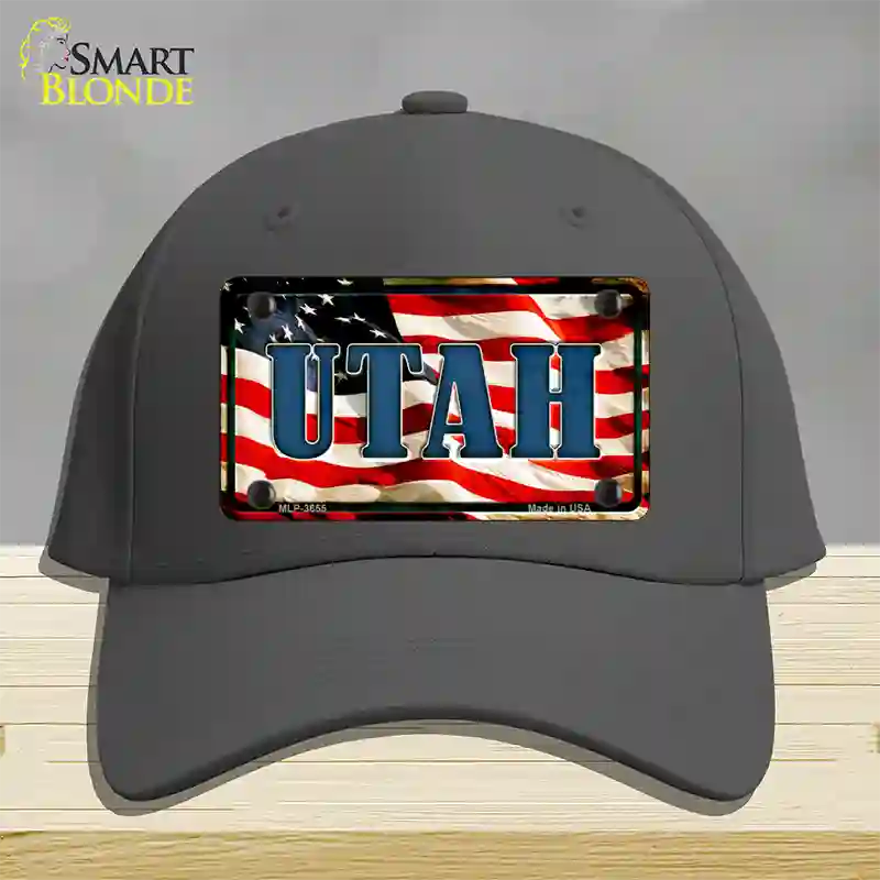 Utah USA Novelty License Plate Hat Cotton / Charcoal