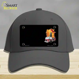 Fire Engine Flames Flaming Ax Offset Novelty License Plate Hat Cotton / Charcoal