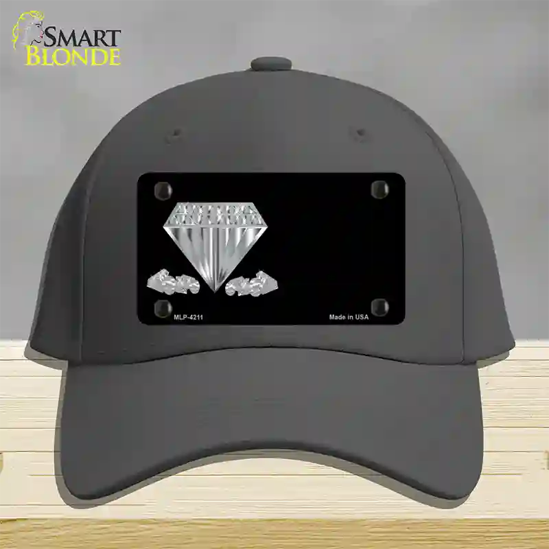 Diamonds Offset Novelty License Plate Hat Cotton / Charcoal