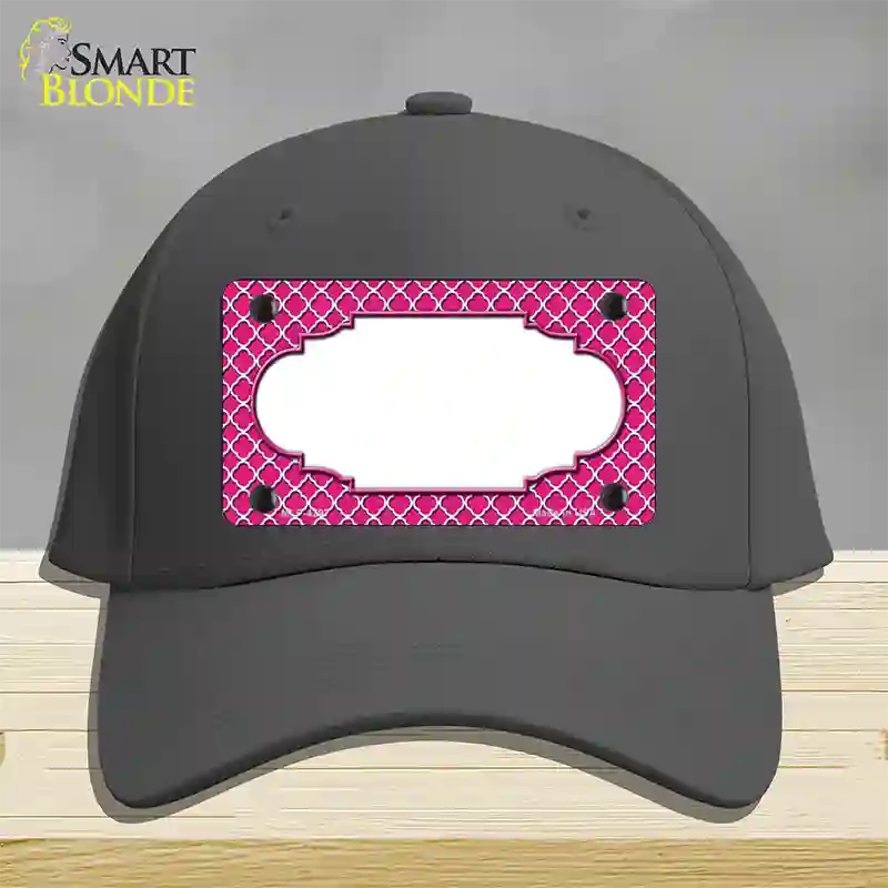 Pink White Quatrefoil Center Scallop Novelty License Plate Hat Cotton / Charcoal