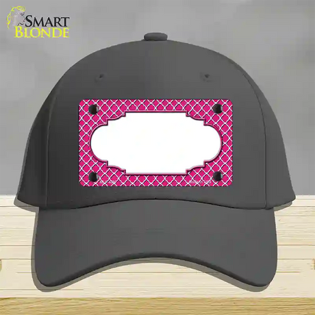 Pink White Quatrefoil Center Scallop Novelty License Plate Hat Cotton / Charcoal