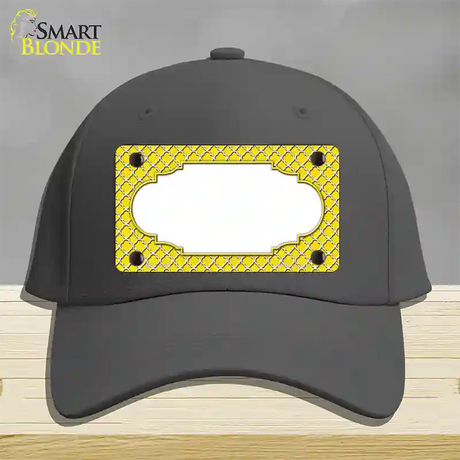 Yellow White Quatrefoil Center Scallop Novelty License Plate Hat Cotton / Charcoal
