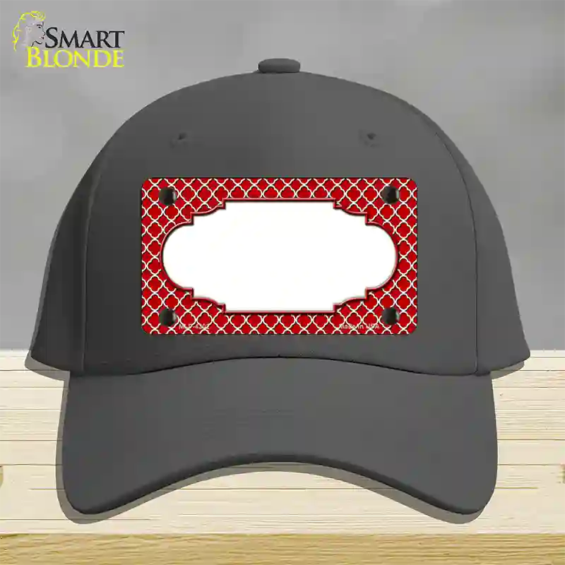 Red White Quatrefoil Center Scallop Novelty License Plate Hat Cotton / Charcoal