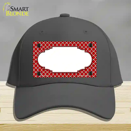 Red White Quatrefoil Center Scallop Novelty License Plate Hat Cotton / Charcoal