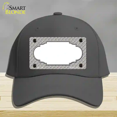 Grey White Quatrefoil Center Scallop Novelty License Plate Hat Cotton / Charcoal