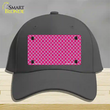 Pink White Quatrefoil Novelty License Plate Hat Cotton / Charcoal
