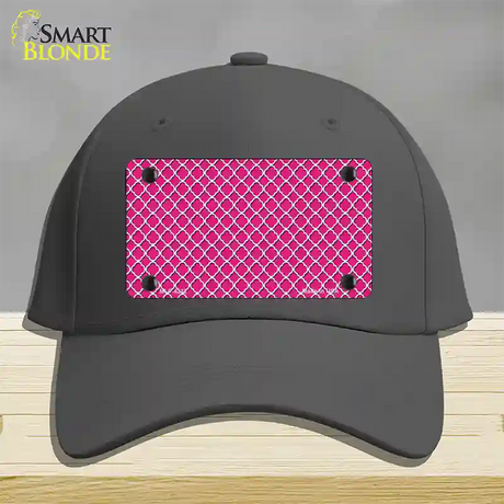 Pink White Quatrefoil Novelty License Plate Hat Cotton / Charcoal