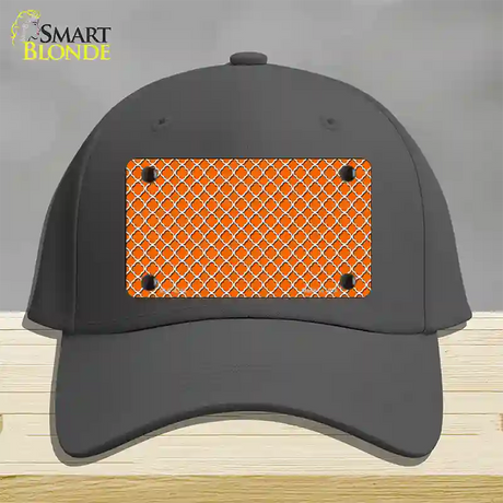 Orange White Quatrefoil Novelty License Plate Hat Cotton / Charcoal