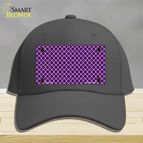Purple White Quatrefoil Novelty License Plate Hat Cotton / Charcoal