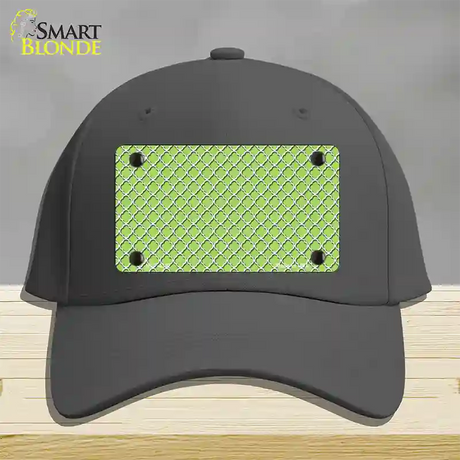 Lime Green White Quatrefoil Novelty License Plate Hat Cotton / Charcoal
