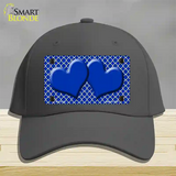 Blue White Quatrefoil Blue Center Hearts Novelty License Plate Hat Cotton / Charcoal