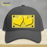 Yellow White Quatrefoil Yellow Center Hearts Novelty License Plate Hat Cotton / Charcoal