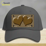 Brown White Quatrefoil Brown Center Hearts Novelty License Plate Hat Cotton / Charcoal