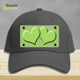 Lime Green White Quatrefoil Lime Green Center Hearts Novelty License Plate Hat Cotton / Charcoal