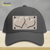 Tan White Quatrefoil Tan Center Hearts Novelty License Plate Hat Cotton / Charcoal