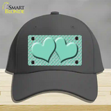 Mint White Quatrefoil And Mint Center Hearts Novelty License Plate Hat Cotton / Charcoal