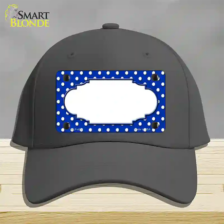 Scallop Blue White Polka Dot Novelty License Plate Hat Cotton / Charcoal