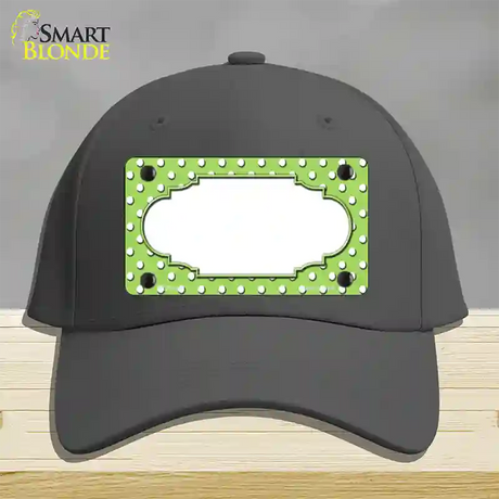 Scallop Lime Green White Polka Dot Novelty License Plate Hat Cotton / Charcoal