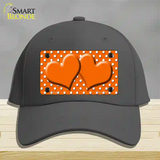 Orange White Polka Dot Center Hearts Novelty License Plate Hat Cotton / Charcoal