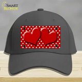 Red White Polka Dot Center Hearts Novelty License Plate Hat Cotton / Charcoal