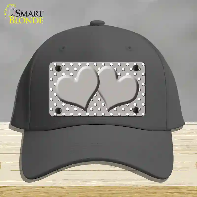 Grey White Polka Dot Center Hearts Novelty License Plate Hat Cotton / Charcoal