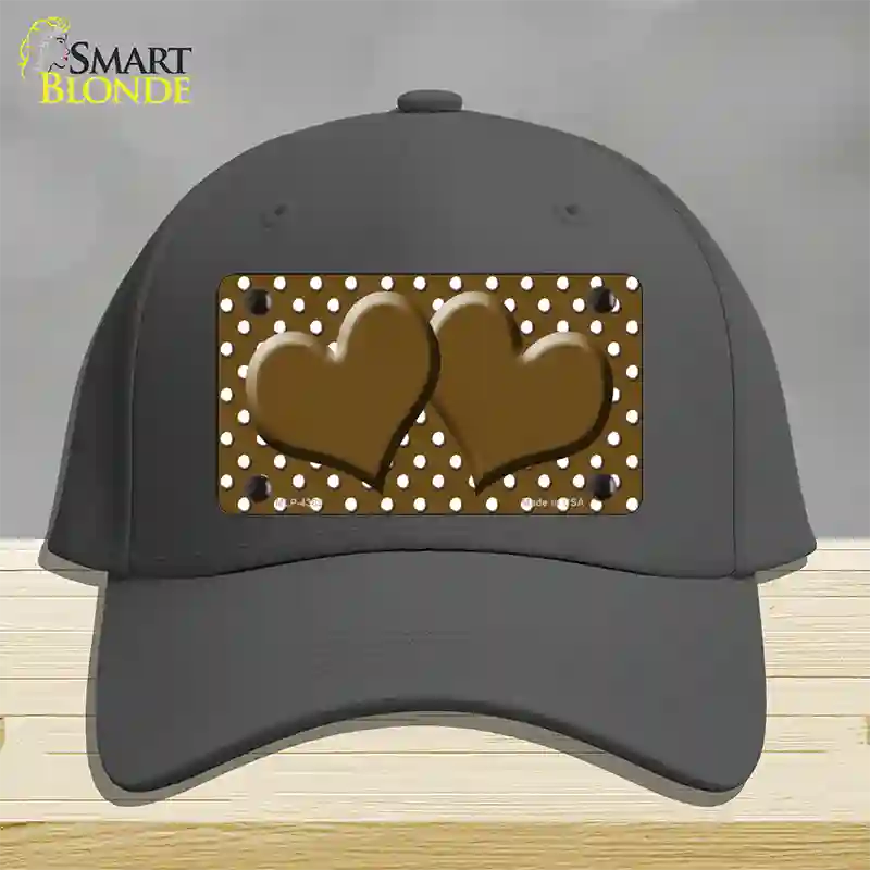 Brown White Polka Dot Center Hearts Novelty License Plate Hat Cotton / Charcoal