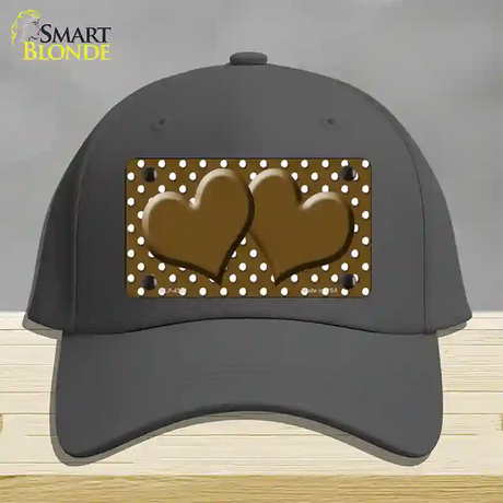 Brown White Polka Dot Center Hearts Novelty License Plate Hat Cotton / Charcoal