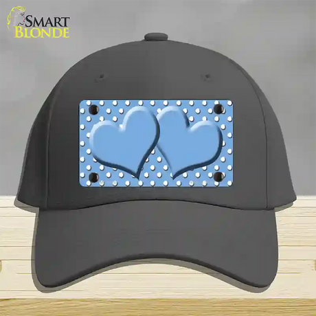 Light Blue White Polka Dot Center Hearts Novelty License Plate Hat Cotton / Charcoal
