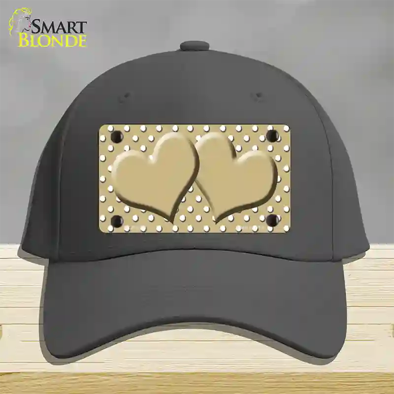 Gold White Polka Dot Center Hearts Novelty License Plate Hat Cotton / Charcoal