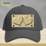 Gold White Polka Dot Center Hearts Novelty License Plate Hat Cotton / Charcoal