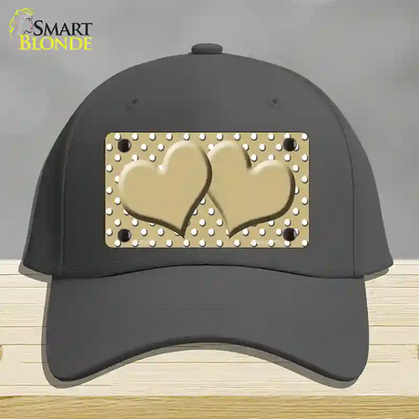 Gold White Polka Dot Center Hearts Novelty License Plate Hat Cotton / Charcoal