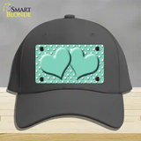 Mint White Polka Dot Center Hearts Novelty License Plate Hat Cotton / Charcoal