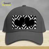 Black White Large Chevron Black Center Hearts Novelty License Plate Hat Cotton / Charcoal