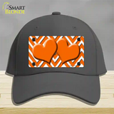 Orange White Large Chevron Orange Center Hearts Novelty License Plate Hat Cotton / Charcoal