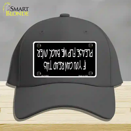 Flip Me Over Metal Novelty License Plate Hat Cotton / Charcoal