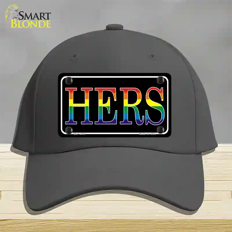 Hers Rainbow Novelty License Plate Hat Cotton Charcoal