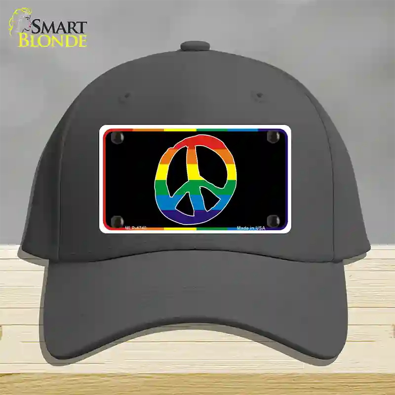 Peace Sign Novelty License Plate Hat Cotton Charcoal