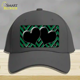 Green Black Chevon Hearts Novelty License Plate Hat Cotton / Charcoal