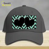 Mint Black Chevon Hearts Novelty License Plate Hat Cotton / Charcoal