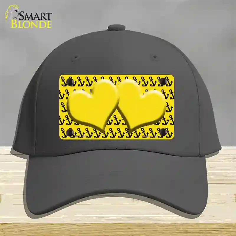 Yellow Black Anchor Yellow Heart Center Novelty License Plate Hat Cotton / Charcoal