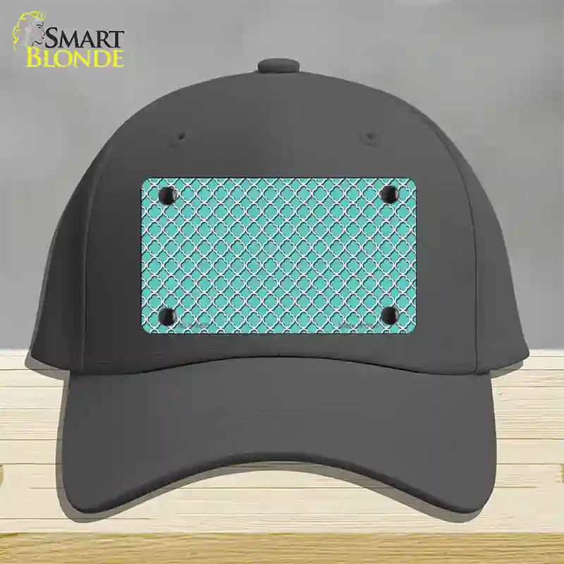 Tiffany Blue White Quatrefoil Novelty License Plate Hat Cotton / Charcoal