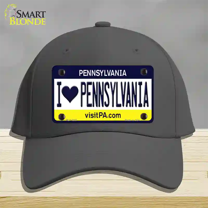 I Love Pennsylvania State Novelty License Plate Hat Cotton / Charcoal