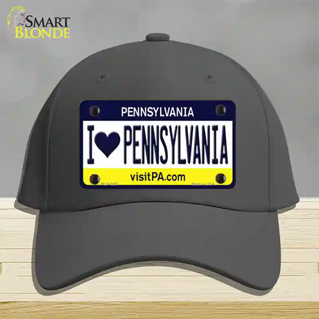 I Love Pennsylvania State Novelty License Plate Hat Cotton / Charcoal