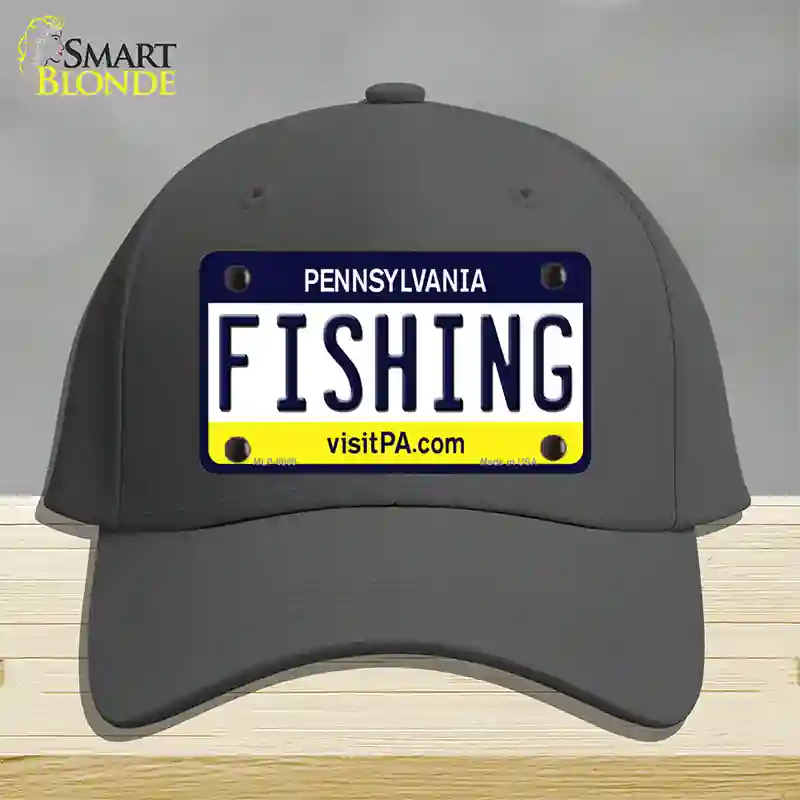 Fishing Pennsylvania State Novelty License Plate Hat Cotton / Charcoal