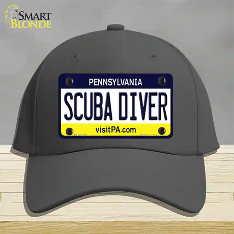 Scuba Diver Pennsylvania State Novelty License Plate Hat Cotton / Charcoal
