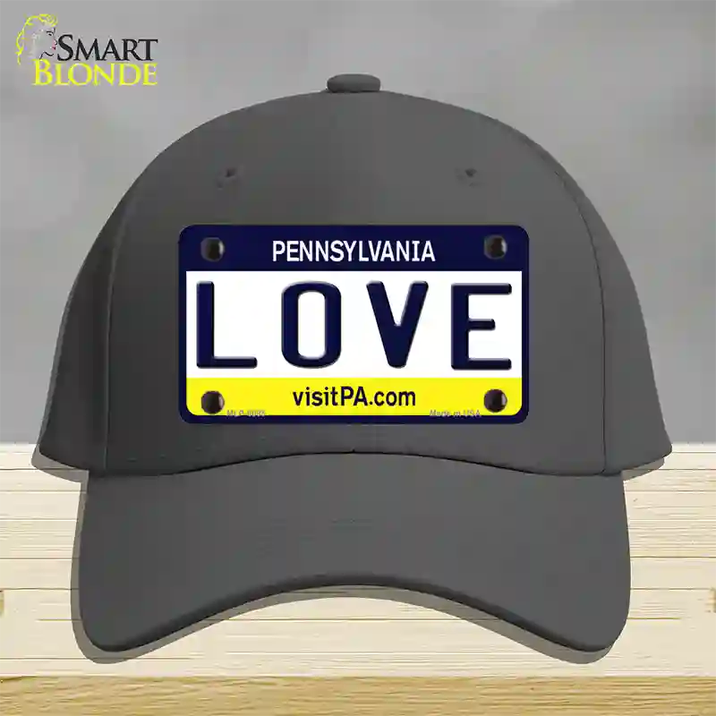 Love Pennsylvania State Novelty License Plate Hat Cotton / Charcoal