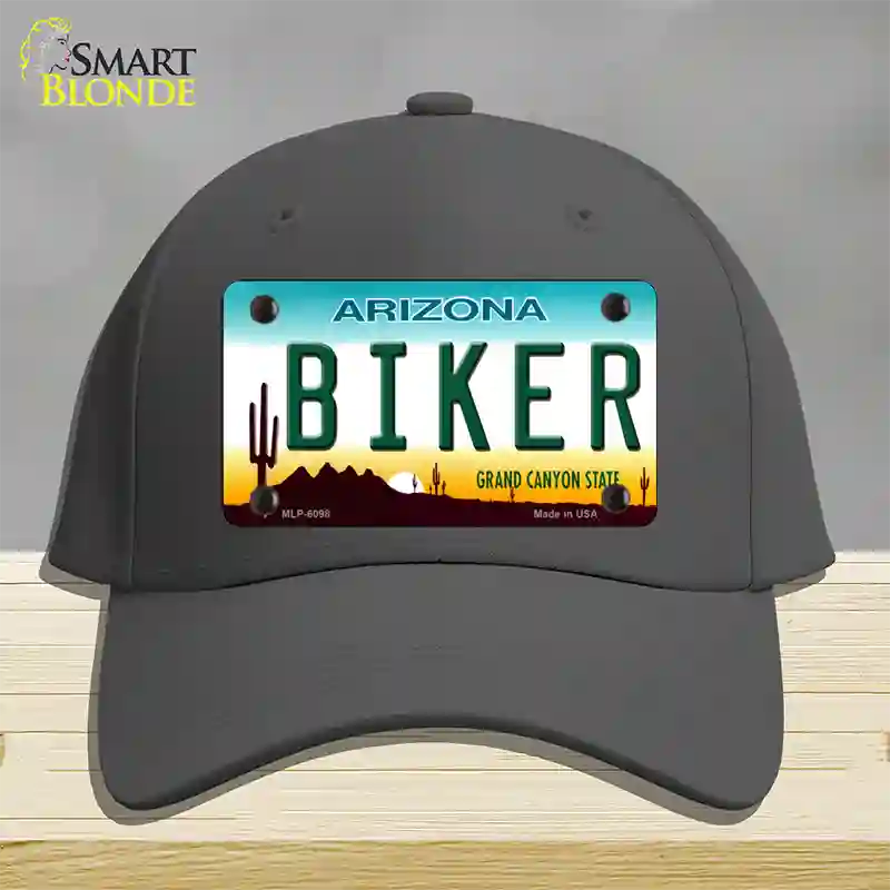 Arizona Biker Novelty License Plate Hat Cotton / Charcoal