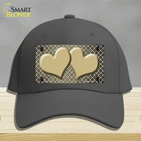 Gold White Quatrefoil Hearts Oil Rubbed Novelty License Plate Hat Cotton / Charcoal